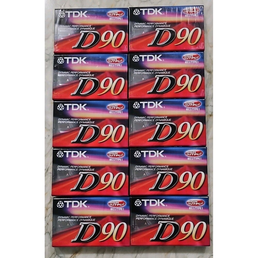 Lot 10 TDK D90 High Output Blank Audio Cassette Tapes NEW NOS SEALED